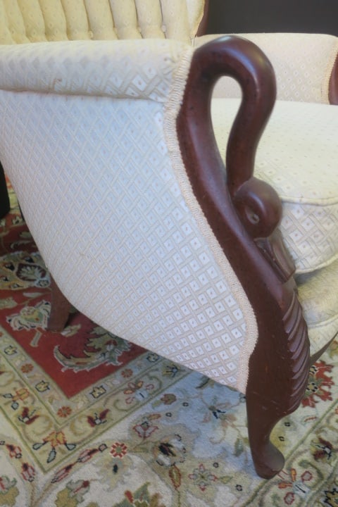 Pair of Upholstered Goose Neck Wing Back Chairs (1 of 3)