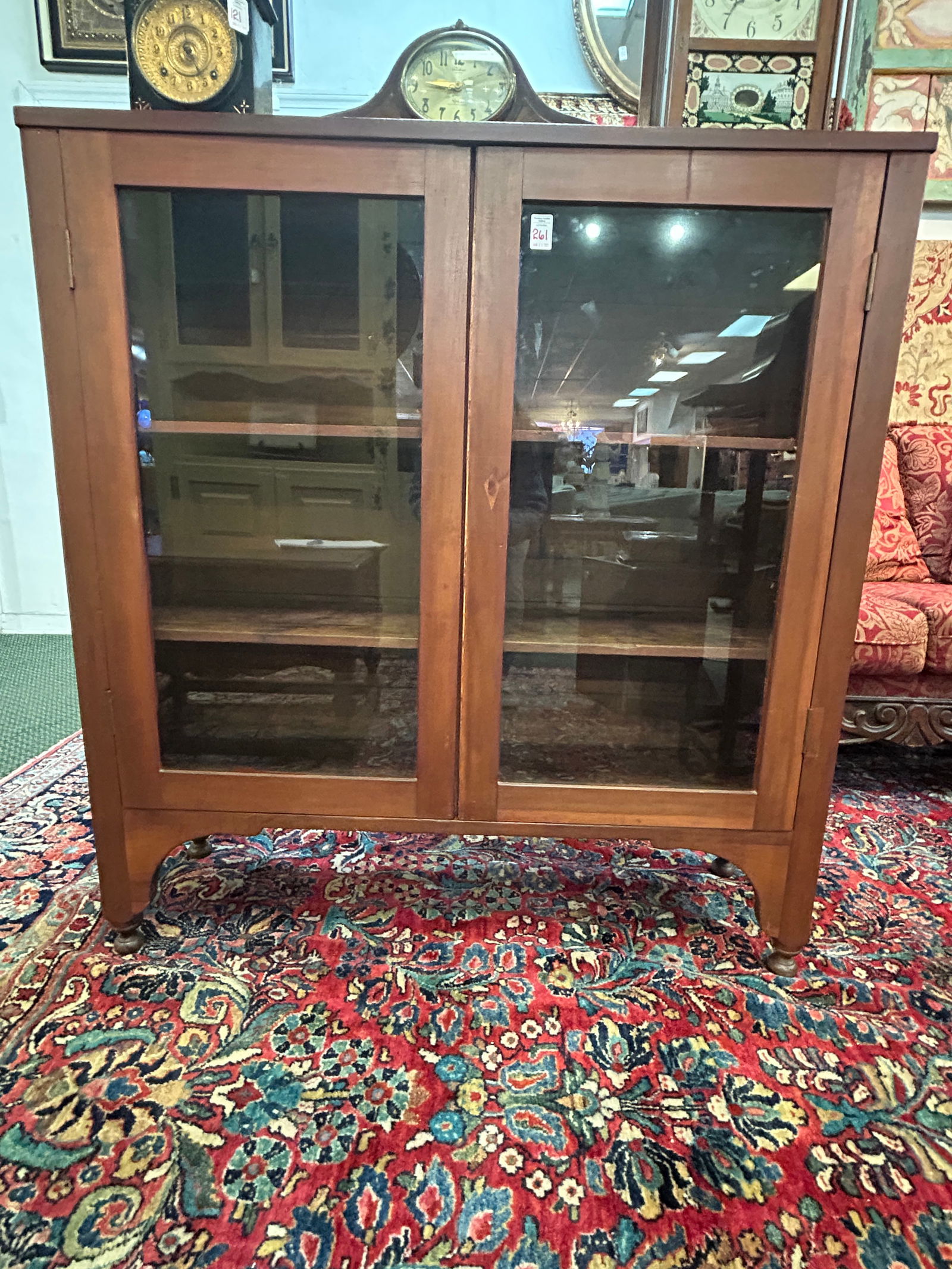 Double Glass Door Cabinet with Three Shelves (1 of 4)