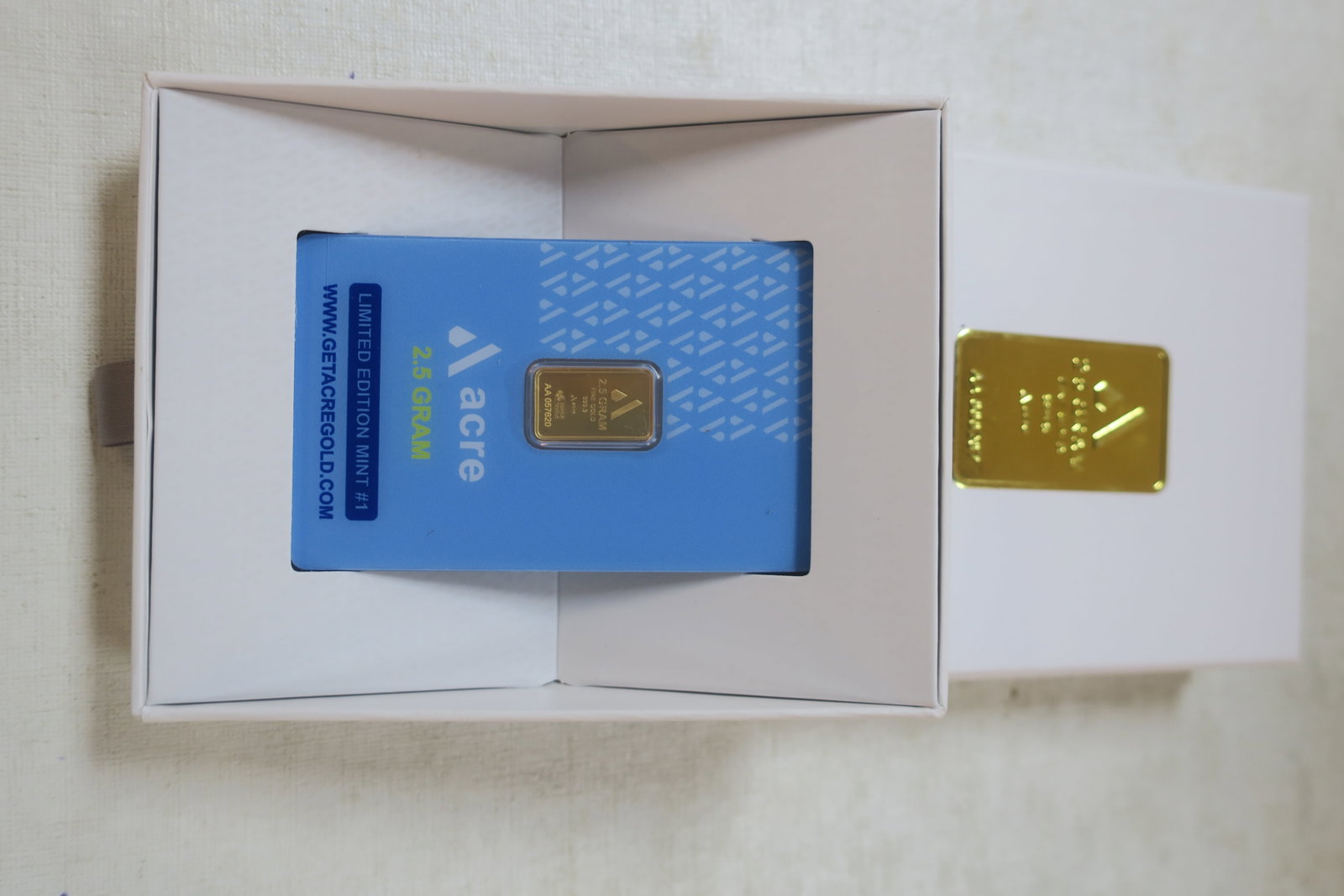 One ACRE 2.5 Gram .999.9 Gold Bar: Limited Edition Mint #1. In Factory Sealed Card, Original Box.?