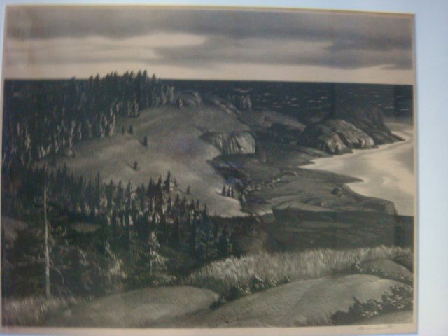 Signed Limited Edition STOW WENGENROTH, Monhegan: Signed Limited Edition STOW WENGENROTH, Monhegan: Signed LR, Edition of 75, Done in 1938. Listed American Artist, 1906-1978. Called the Greatest Living Artist Working in Black and White. Found in Most