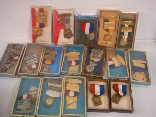 15 Re-Enactor Skirmish Marksmanship Medals:: 15 Re-Enactor Skirmish Marksmanship Medals: Various Weapons, Ranges and Events in the 1970's Estate of John Ennis, 23rd Virginia Infantry. (100-250)