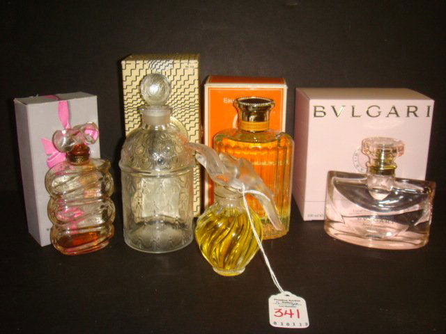 GUERLAIN, NINA RICCI, BVLGARI, BOMBI Cologne Bottle: GUERLAIN, NINA RICCI, BVLGARI, BOMBI Cologne Bottles: 8 oz. Imperiale, 6.6 oz. Belgrade, 10ml Rose Essentielle, Nina Ricci, All Display Bottles in Original Boxes. No Perfume. Ricci and L'Air Du Temp i