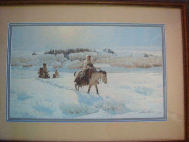 Signed Numbered JOHN CLYMER Print:: Signed Numbered JOHN CLYMER Print: Signed in Pencil LR, #816/975. Listed American Artist and Illustrator Noted for Art of the American West, Over 80 Saturday Evening Post Covers, 1907- 1989. Titled Wi