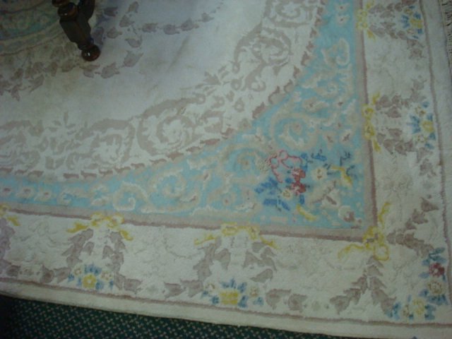 Floral Pastel on Cream Room Size Wool Rug:
