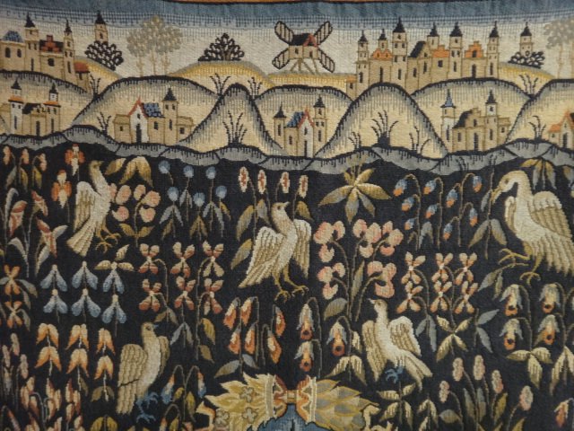 French Tapestry Wall Hanging With Birds and Animals: - 2