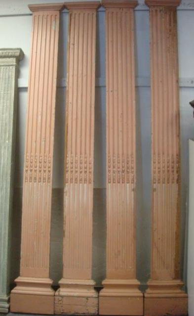 4 Decorative Wall Mounted Architectural Wall Pilasters:: 4 Decorative Wall Mounted Architectural Wall Pilasters: 7 Fluted Shaft with Flat Back for Interior Use. Strong Vertical Lines Define the Space. Carved Heritage Style Capital with Egg and Dart Detail a