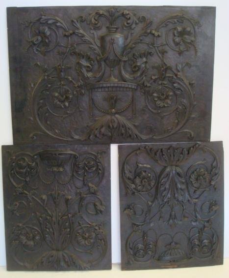 Three Vintage Carved Architectural Salvaged Panels:: Three Vintage Carved Architectural Salvaged Panels: Louis XV Style with Relief Carved Urns, Acanthus Leaves and Flowers. May Have Graced a Piece of Furniture or Door. 20" X 15" and 29" X 18 1/2" and 1