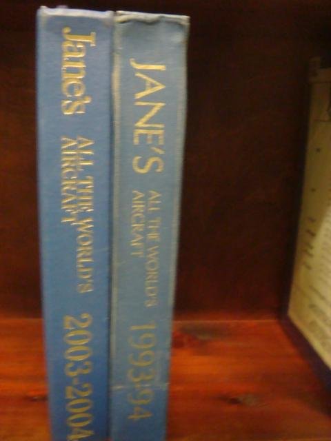 Two JANE'S ALL THE WORLD'S AIRCRAFT, 1993 & 2003:: Two JANE'S ALL THE WORLD'S AIRCRAFT, 1993 & 2003: The Ultimate Reference for Military and Civilian Airframes and Power plants. Sold to benefit the Virginia Beach Public Library (150-250)