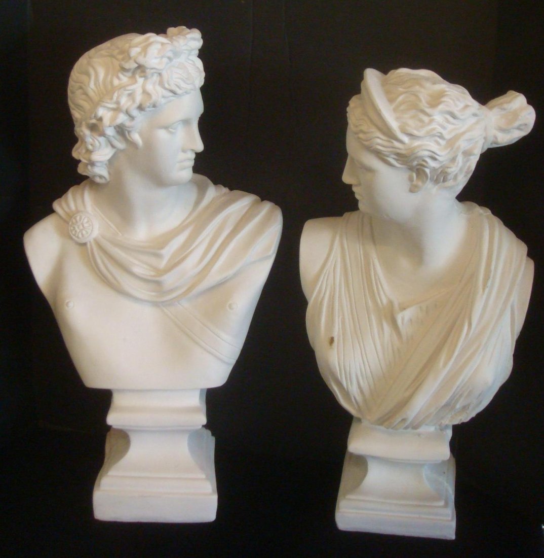Plaster Cast Busts of Apollo and Diana