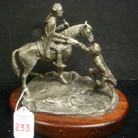 PAUL KRACZKOWSKI "THE GENERAL" Pewter Sculpture:: PAUL KRACZKOWSKI "THE GENERAL" Pewter Sculpture: George Washington and Aide Alexander Hamilton Direct the Battle of Trenton from the "GREATNESS IN AMERICA" Series issued in 1975. #A884 Limited Edition