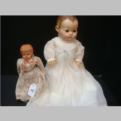 EFFANBEE DY DEE AND CELLULOID Dolls:: EFFANBEE DY DEE AND CELLULOID Dolls: Plastic Head With Rubber Body, Still Has Ears, 11"T. 8"T Made in Japan, 2 Joints, Split in Seam on One Side. (100-200)