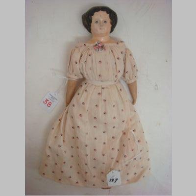 PAPIER MACHE Doll:: PAPIER MACHE Doll: Replaced Body, Unmarked, Correct Clothing. 26"T (100-200)