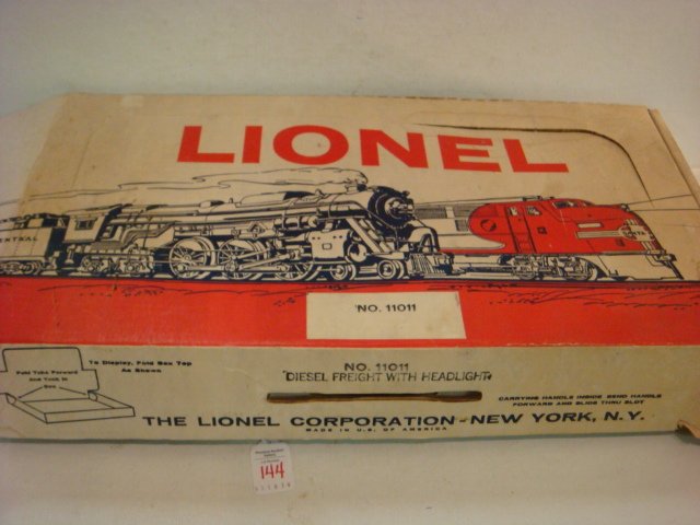 LIONEL 11011 Diesel Freight Set in Original Box:: LIONEL 11011 Diesel Freight Set in Original Box: With Headlight. Consists of 222 Rio Grande Alco, Lehigh Valley Hopper, Satellite Launching Car and Work Caboose. 8 Curved and 2 Straight Sections of 02
