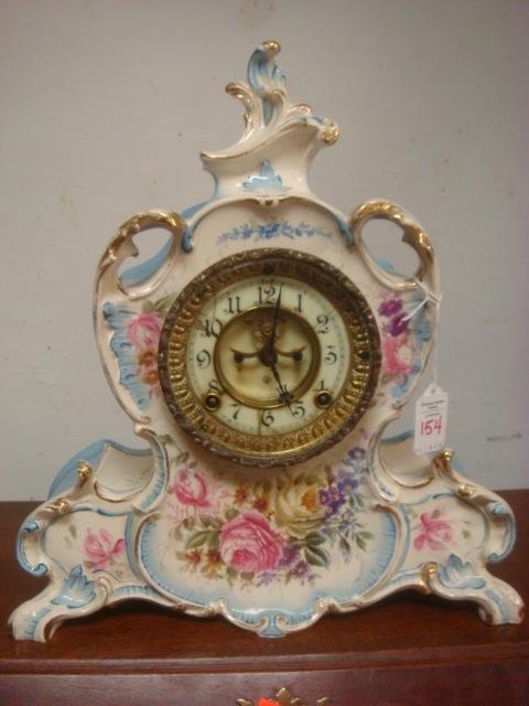 ANSONIA Clock in Royal Bonn Germany Ceramic Case: