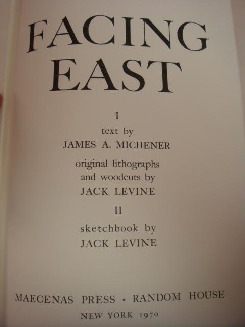 FACING EAST Portfolio, James Michener/Jack Levine:: FACING EAST Portfolio, James Michener/Jack Levine: Signed by Michener, who did Text and Jack Levine, who did Art in Tribute to Japanese Post War Culture. 2184 of 2500, 19" x 12.5". Published by Maecen