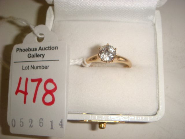 14K Yellow Gold Ladies Diamond Solitaire Ring:: 14K Yellow Gold Ladies Diamond Solitaire Ring: Gross Weight 2.8 Grams. Round European Cut Diamond Weighing 1.05CT. Secured in a 6 Prong Polished Setting. Color HI, Clarity SI1. Size 8. Current Apprais