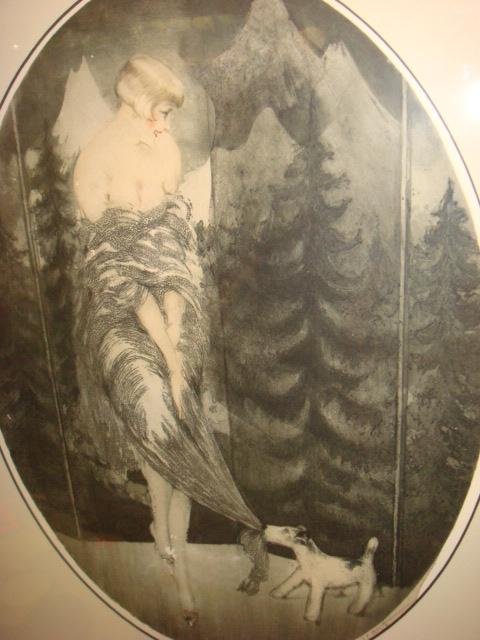 LOUIS ICART Drypoint Etching, Effronterie:: LOUIS ICART Drypoint Etching, Effronterie: Titled Impudence. Original Was Done in 1926 and Hangs in His Museum. Listed French Art Nouveau Artist, 1888-1950. Oval Format, Trimmed and Matted and Custom