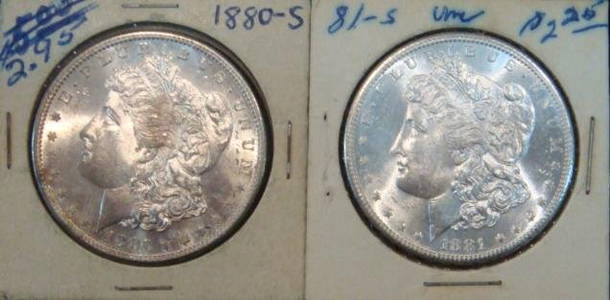 TWO US MORGAN SILVER 1880S & 1881S, Both MS63: