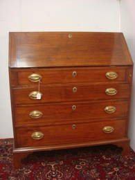 18th C. Mahogany Chippendale Style Slant Front Desk: