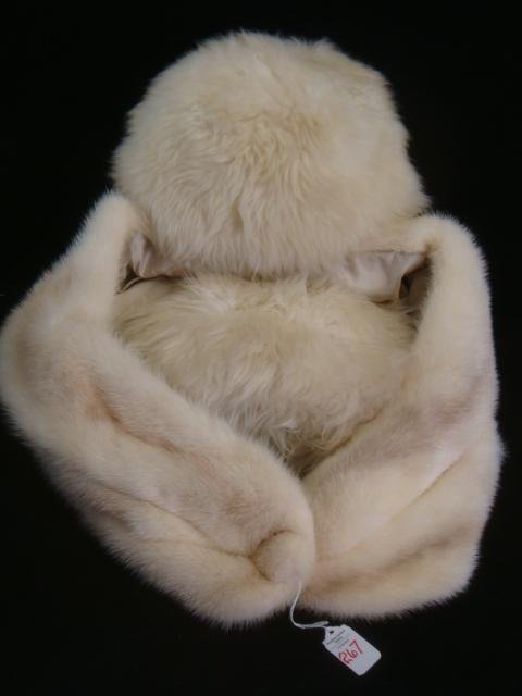 BIRGER CHRISTENEN Mink Capelet, Mouton Muff and Hat:: BIRGER CHRISTENEN Mink Capelet, Mouton Muff and Hat: Capelet From Denmark, Button Closure, Created by Master Furrier, Deep Folded Collar, Satin Lined. Still Represented on Fashion Runways World Wide b