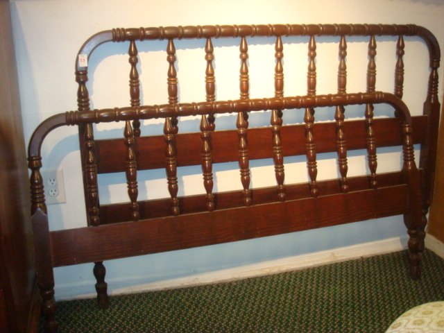 Mahogany Spool Bed, Head and Footboard:: Mahogany Spool Bed, Head and Footboard: Various Proportioned Spool Turnings. Headboard is 56"W X 38"T. No Rails. (80-120)
