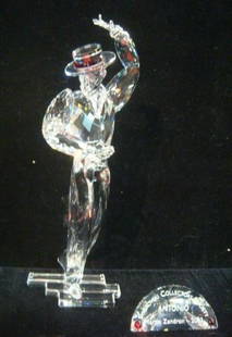 SWAROVSKI Crystal Antonio, Magic of Dance Series:: SWAROVSKI Crystal Antonio, Magic of Dance Series: Male Dancer with Red Band on Hat. With Plaque. Issued in 2003. 8 1/2"T. Original Box. That Tango is the Most Sensual of Dances and Our Hero Obliges. 