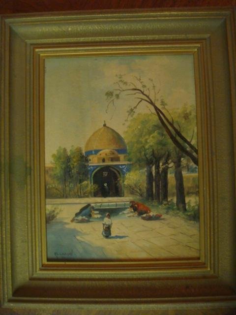 KAZARIAN Ladies Washing Clothes Oil On Canvas:: KAZARIAN Ladies Washing Clothes Oil On Canvas: Ca. 1977, Signed LL. Little Is Known About This Artist Born In Armenia & Emigrated to Iran in 1960's. Sold Art In the Streets. This Image of 4 Ladies Was