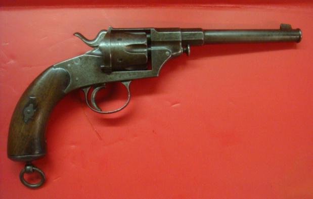 DREYSE "Reich Revolver" 68th German Artillery Regt:: DREYSE "Reich Revolver" 68th German Artillery Regt: CA 1881 6 Shot 46 CAL Revolver, Good Condition, Wood Grips, SN 3030, Blue. German Antique Artillery Revolver with 68th Regimental Mark. Antique Fire