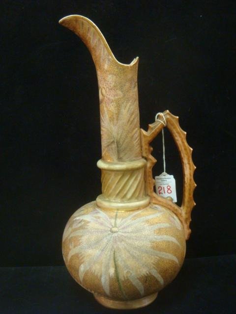RW RUDOLSTADT Pottery Ewer: RW Rudolstadt Pottery from: RW RUDOLSTADT Pottery Ewer: RW Rudolstadt Pottery from Rudolstadt, Thuringia E Germany, Ca 1895-1924. Raised Crown Lozenge with RW and Impressed 2054. Registered in the German Trademark Registry on Ma