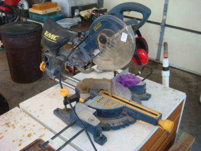 GMC Slide Compound Miter Saw:: GMC Slide Compound Miter Saw: 2.3 HPP, 14.5 AM with Redeye Laser Line Generator. Set of Ear Muffs included. (150-300)