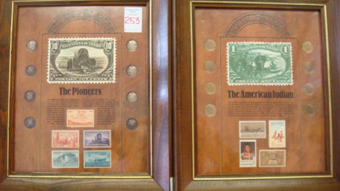 Two Stamp & Coin Sets, PIONEERS and AMERICAN INDIANS
