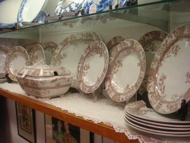 CHALLINOR & MAYER "Melbourne"Brown Transfer Dinnerware:: CHALLINOR & MAYER "Melbourne"Brown Transfer Dinnerware 21 Pcs: Brown Transferware As Seen on the Martha Stewart Thanksgiving Show, Includes Tureen w/Lid, Platter (Chip on Rim), 12 Plates & 6 Shallow B