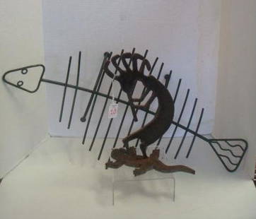 Fertility Deity KOKOPELLI & Steel Fish Outdoor Decor:: Fertility Deity KOKOPELLI & Steel Fish Outdoor Decor: Iron Native American from Southwestern, U.S. by RW Swanson in 1992. He Presides over Both Childbirth & Agriculture. 13"T X 11" & is Affixed to a