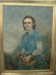 F BATES 19thC. Oil on Canvas Portrait of Girl:: F BATES 19thC. Oil on Canvas Portrait of Girl: Signed and Dated 1970, LL, From British School. Some Patch Reinforcements and Retouch. Sold at Skinners Originally for $1175.00 in 2007. Measures 40' X