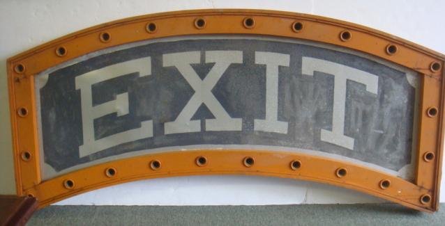 EXIT Sign, Bumper Car Ride BUCKROE BEACH PARK:: EXIT Sign, Bumper Car Ride BUCKROE BEACH PARK: When You were Done Bumping, You followed this Sign Out to Your Next Ride, Perhaps on the Park's Famous Wooden Roller Coaster "DIPS". Wood and Metal Sign