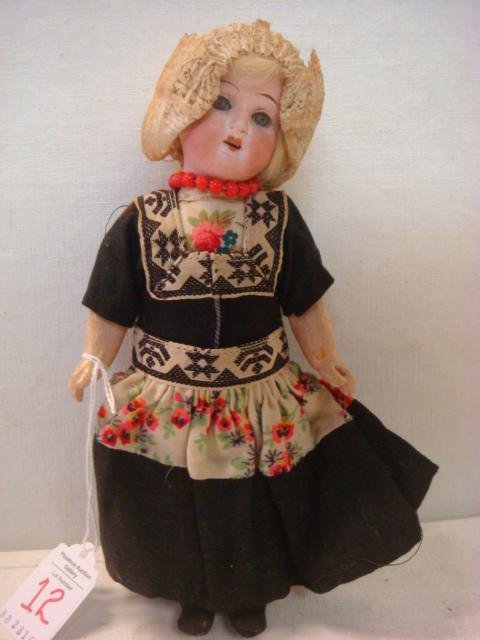 Composition HEUBACH ERNST Koeppelsdorf Doll:: Composition HEUBACH ERNST Koeppelsdorf Doll: Fully Incised Mark on Bisque Head 250 16/0. Circa 1900, Original Clothing, Open Pate, Set Eyes, Open Mouth, Painted Lashes and Brows, Upper Teeth, Human Ha