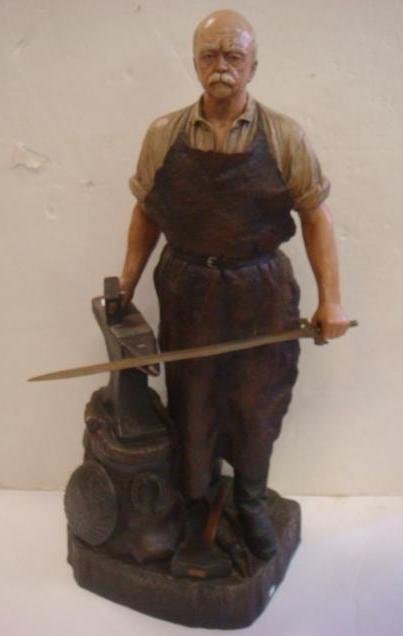 Statue of OTTO VON BISMARK as a Blacksmith:: Statue of OTTO VON BISMARK as a Blacksmith: Based on Painting by Rudolf Wunsch Titled Forging the Unification of Germany. 32"T. When Director of Museum, Dr. Neil MacGregor Wrote the Book About Bismark