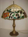 Tiffany Style Table Lamp with Gold Metal Base: