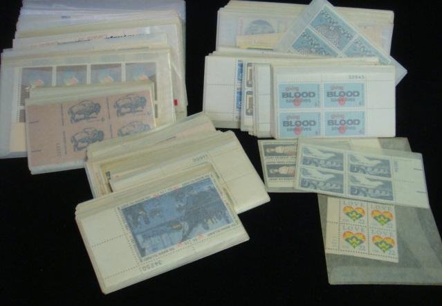 200 Various Plate Blocks of US Stamps, 1960's & 70's:: 200 Various Plate Blocks of US Stamps, 1960's & 70's: in Glassine Envelopes, Unmounted, Very Good Condition. (100-250)