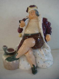 Old King Cole ROYAL DOULTON Character Figure:: Old King Cole ROYAL DOULTON Character Figure: With His Pipe and Bowl, Ca. 1962, HN 2217, 6 1/2"T. Full Body with Pipe and Robe. (150-250)