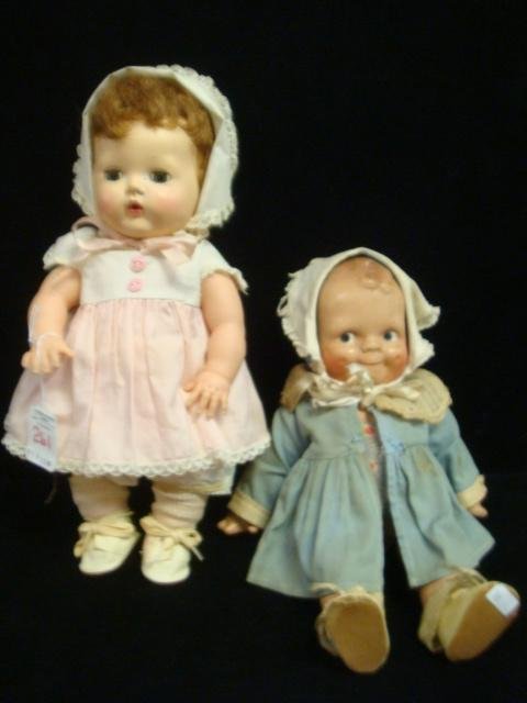 Scootles Compo Doll and Vintage Tiny Tears Doll:: Scootles Compo Doll and Vintage Tiny Tears Doll: Ca 1930's was Created by the Cameo Doll Co. with Copyright of the Rose O'Neill Design. Jointed Neck, Shoulder & Hips, Painted Eyes & Mouth. Original Cl