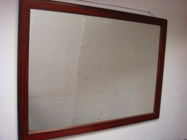 Rosewood Framed Scandinavian Rectangular Wall Mirror:: Rosewood Framed Scandinavian Rectangular Wall Mirror: 2 1/2" Frame with Curved Edge Surrounds 39 1/2" X 27" Mirror. 31" X 43", Overall. (100-200)