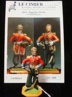 54mm Model Soldier by Roger Roussell, "CASTELLA":: 54mm Model Soldier by Roger Roussell, "CASTELLA": Hand painted Model of Napoleon's Famous General of Brigade, From Leibovitz Series "LE CIMER", Excellent Condition with Painting Card and Directions.