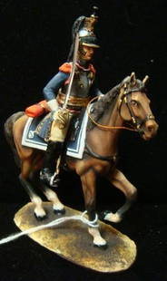 54mm Model Soldier "CUIRASSIER MOUNTED OFFICER":: 54mm Model Soldier "CUIRASSIER MOUNTED OFFICER": Hand painted in a More Modern Matte Style with Excellent Detail in Excellent Condition, Museum Quality. (150-300)