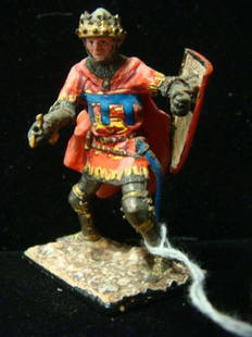 54MM Model Soldier, NIENA "Henry V, Agincourt": 54MM Model Soldier, NIENA "Henry V, Agincourt" Hand painted Model of English King as he Appeared as the "We So Happy Band of Brothers". Painted By Shorgova ST Petersburg Model Company. Sword Blade