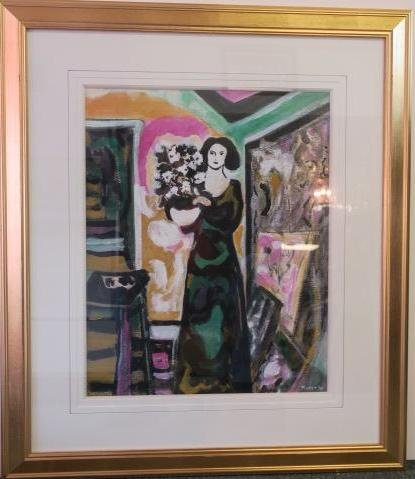 RICHARD DERBY TUCKER Acrylic Painting of His Wife:: RICHARD DERBY TUCKER Acrylic Painting of His Wife: Signed and Dated LR, 1978. A Matisse Style Painting of Katherine Aldridge Tucker, Well Known Movie and Early Television Star. She Appeared on the Cov