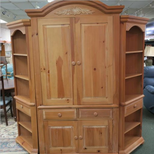 Broyhill Honey Pine Tv Cabinet And Corner Shelves Feb 14 2016