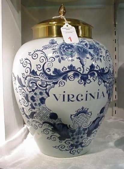 colonial williamsburg tobacco jar 1a, Colonial Williamsburg Delft Virginia Tobacco Jar: B