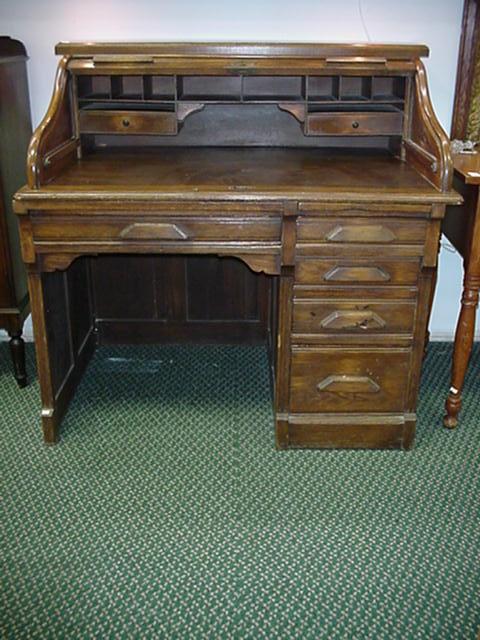 96 Antique Oak Roll Top Desk Single Pedestal Desk Wit Jan 01