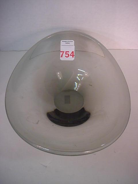 Signed HOLMEGAARD Art Glass Smoked Bowl: 754. Signed HOLMEGAARD Art Glass Smoked Bowl: Mid 20th Century Piece is 9 1/2" Long Oval Bowl. Polished Bottom. For Detailed Condition Report Please Call 757 722-9210. Items are sold AS IS, no refunds
